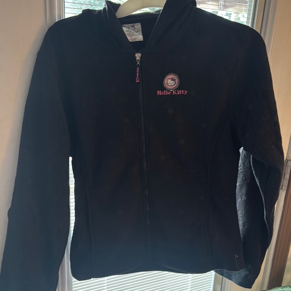 Hello Kitty Black Zip-Up Jacket with High Collar